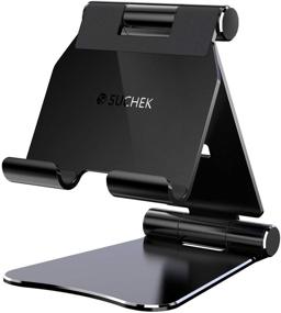 img 4 attached to 📱 Adjustable Metal Tablet Stand for Desk - Multi-Angle, Foldable, Sturdy, Portable - Compatible with iPad Pro 9.7, 10.5, 12.9, Mini, Air, iPhone, Kindle, Switch, Samsung, E-Reader (4-13 inches)