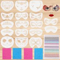 17pcs reusable face paint stencils set with 4 sheet painting stickers and 1pcs rhinestone bling sticker, ideal for festival party decoration logo