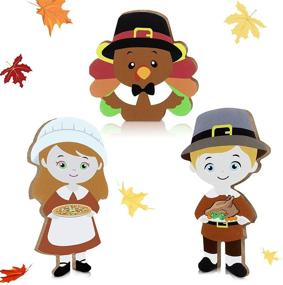 img 4 attached to 🦃 Charming Pieces Thanksgiving Pilgrim Decoration Centerpiece: Enhance your Holiday Décor!