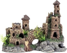 img 4 attached to 🏰 Enhance Your Aquarium with a Majestic Castle Hideout! Large Fish Tank Decorations for a Stunning Underwater Landscape - Resin Handicrafts L9.6 x W5.3 x H7.5 Inches