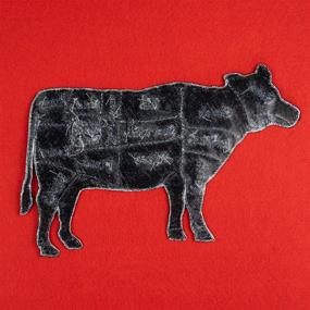 img 1 attached to 🐄 Premium Quality Large 7.5 Inch Black and Gray Cow Butcher Cuts Diagram Iron-on Patch Appliqué - Perfect for Craft and Fashion Projects!