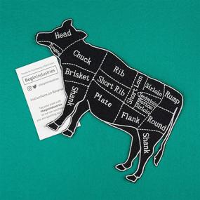 img 2 attached to 🐄 Premium Quality Large 7.5 Inch Black and Gray Cow Butcher Cuts Diagram Iron-on Patch Appliqué - Perfect for Craft and Fashion Projects!