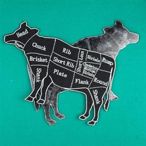 img 3 attached to 🐄 Premium Quality Large 7.5 Inch Black and Gray Cow Butcher Cuts Diagram Iron-on Patch Appliqué - Perfect for Craft and Fashion Projects!