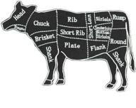 🐄 premium quality large 7.5 inch black and gray cow butcher cuts diagram iron-on patch appliqué - perfect for craft and fashion projects! logo