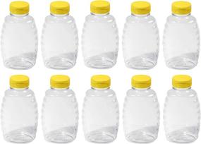 img 1 attached to 🍯 Skywin Clear Plastic Squeeze Honey Bottles and Dispenser with Flip Lid and Seal - Honey Jars in 10, 16oz Sizes