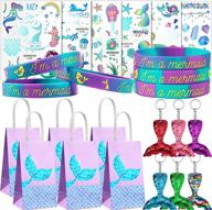 hicarer 24-piece mermaid bags tattoos bracelets keychains set: perfect under the sea party favors! logo