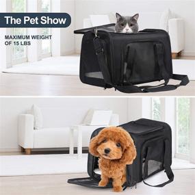 img 1 attached to Nooyi Cat Carrier Dog Carrier Puppy Carrier, Airline Approved Pet Carrier, Soft Sided Collapsible Pet Travel Carrier for Small-Medium Cats and Small Dogs up to 15 lbs - Black/Grey