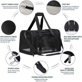 img 3 attached to Nooyi Cat Carrier Dog Carrier Puppy Carrier, Airline Approved Pet Carrier, Soft Sided Collapsible Pet Travel Carrier for Small-Medium Cats and Small Dogs up to 15 lbs - Black/Grey