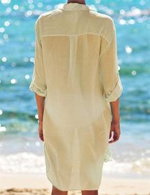 img 2 attached to Crinkle Chiffon Button Beachwear: Women's Clothing, Swimsuits & Cover-Ups