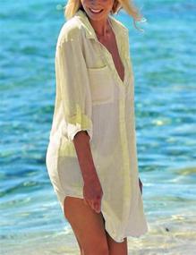 img 1 attached to Crinkle Chiffon Button Beachwear: Women's Clothing, Swimsuits & Cover-Ups