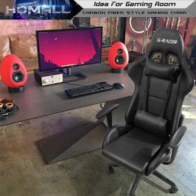 img 3 attached to 🎮 Homall High Back Gaming Chair - PU Leather Office Desk Chair with Headrest and Lumbar Support - Adjustable Swivel Task Chair for PC Racing - Dark Black