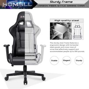 img 2 attached to 🎮 Homall High Back Gaming Chair - PU Leather Office Desk Chair with Headrest and Lumbar Support - Adjustable Swivel Task Chair for PC Racing - Dark Black