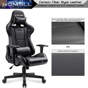 img 1 attached to 🎮 Homall High Back Gaming Chair - PU Leather Office Desk Chair with Headrest and Lumbar Support - Adjustable Swivel Task Chair for PC Racing - Dark Black