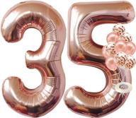 🎉 rose gold 35th birthday decorations – 40 inch jumbo number balloons 35, 12 inch latex and confetti balloons, happy 35th birthday decorations for women and men, rose gold party supplies logo