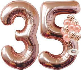 img 4 attached to 🎉 Rose Gold 35th Birthday Decorations – 40 Inch Jumbo Number Balloons 35, 12 Inch Latex and Confetti Balloons, Happy 35th Birthday Decorations for Women and Men, Rose Gold Party Supplies