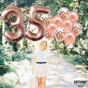 img 1 attached to 🎉 Rose Gold 35th Birthday Decorations – 40 Inch Jumbo Number Balloons 35, 12 Inch Latex and Confetti Balloons, Happy 35th Birthday Decorations for Women and Men, Rose Gold Party Supplies