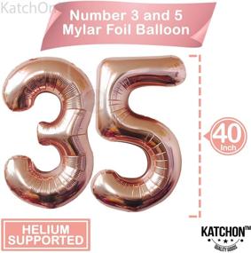 img 3 attached to 🎉 Rose Gold 35th Birthday Decorations – 40 Inch Jumbo Number Balloons 35, 12 Inch Latex and Confetti Balloons, Happy 35th Birthday Decorations for Women and Men, Rose Gold Party Supplies