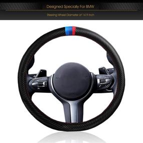 img 1 attached to 🏎️ InSassy M Sport Carbon Fiber Look Steering Wheel Cover for BMW 3 Series 5 Series Cars – Motorsport Edition Accessories for E39 E46 E89 E70 E90 E92 F10 F30