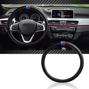 img 4 attached to 🏎️ InSassy M Sport Carbon Fiber Look Steering Wheel Cover for BMW 3 Series 5 Series Cars – Motorsport Edition Accessories for E39 E46 E89 E70 E90 E92 F10 F30