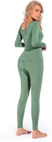 img 3 attached to Liang Rou Women's Scoop Neck Long Johns: Ultra Thin Modal Thermal Underwear Set for Ultimate Comfort