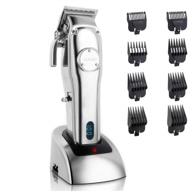 🔋 powerful cordless hair clipper: noiseless ultra-quiet hair trimmer kit with metal housing and 8 hair guide combs - ideal for men, kids, and home barber grooming logo