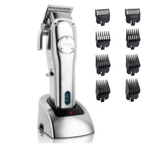 img 4 attached to 🔋 Powerful Cordless Hair Clipper: Noiseless Ultra-Quiet Hair Trimmer Kit with Metal Housing and 8 Hair Guide Combs - Ideal for Men, Kids, and Home Barber Grooming