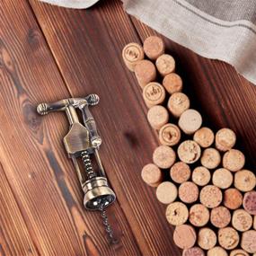 img 3 attached to 🍷 Ansamly Zink Alloy Corkscrew Kit - Solid, Sturdy & Retro Style Wine Bottle Opener, Fashionable & Heavyweight for Wine Key, Antique Brass Finish, Long Design