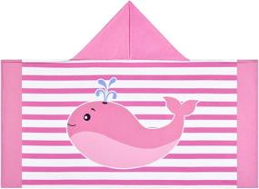 img 3 attached to 🐬 Pink and White Striped Dolphin Kids Hooded Beach Towel - Soft and Absorbent Toddler Towel for Boys, Ideal for Beach, Bath, Swim, and Pool