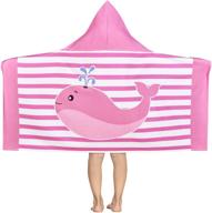 🐬 pink and white striped dolphin kids hooded beach towel - soft and absorbent toddler towel for boys, ideal for beach, bath, swim, and pool logo