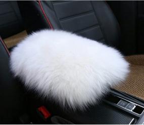 img 3 attached to 🐑 MLOVESIE Auto Center Console Armrest Pad - Cozy Winter Fluffy Sheepskin Wool Cover Cushion for Vehicle Arm Rest Seat Box - Universal Fit for Most Cars (5.91x11.81 inch, White)