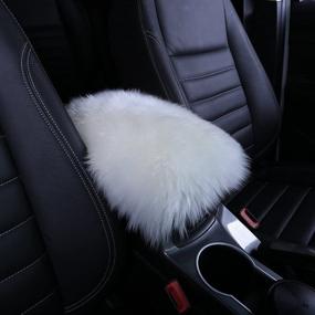 img 4 attached to 🐑 MLOVESIE Auto Center Console Armrest Pad - Cozy Winter Fluffy Sheepskin Wool Cover Cushion for Vehicle Arm Rest Seat Box - Universal Fit for Most Cars (5.91x11.81 inch, White)