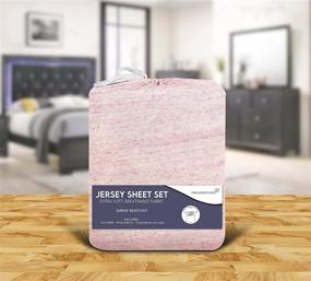 img 3 attached to Dreamer's Nest Pink Melange Jersey Bed Sheet Set - Soft Stretchable Cotton Blend Knit Sheets for All Season Bedding - Full Size 4 Piece Set with 1 Flat Sheet, 1 Fitted Sheet, and 2 Pillowcases