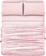 dreamer's nest pink melange jersey bed sheet set - soft stretchable cotton blend knit sheets for all season bedding - full size 4 piece set with 1 flat sheet, 1 fitted sheet, and 2 pillowcases logo