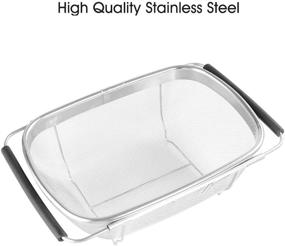 img 3 attached to 🥦 HOJKMA Stainless Steel Over-the-Sink Colander - 4 Quart Expandable Oval Strainer Basket with Rubber Grip Handles, Fine Mesh for Kitchen Sink, Straining, Draining, Rinsing Fruits and Vegetables