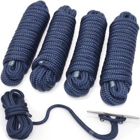 img 4 attached to INNOCEDEAR Double-Braided Nylon Dock Line-1/2 x 20': The Best Hi-Performance Marine Boats Mooring Rope Dock Line - 4 Pack Navy Blue, Professional Boat Rope with Eyelet: 12 inch