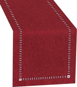 img 4 attached to 🍷 Grelucgo Handmade Hemstitched Polyester Table Runner: Elegant Cranberry Dresser Scarves, 14x72 inch