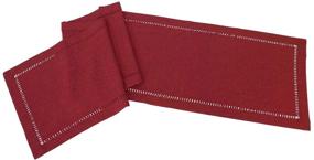 img 3 attached to 🍷 Grelucgo Handmade Hemstitched Polyester Table Runner: Elegant Cranberry Dresser Scarves, 14x72 inch