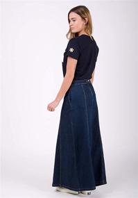 img 1 attached to 👖 Matilda Denim Maxi Skirt - Darkwash Long Jean Skirt with Stretch for US Sizes 10-20