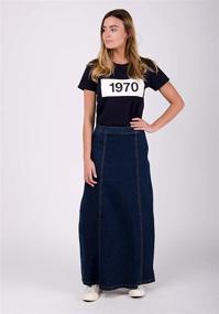 img 2 attached to 👖 Matilda Denim Maxi Skirt - Darkwash Long Jean Skirt with Stretch for US Sizes 10-20