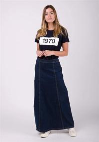 img 3 attached to 👖 Matilda Denim Maxi Skirt - Darkwash Long Jean Skirt with Stretch for US Sizes 10-20