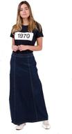 👖 matilda denim maxi skirt - darkwash long jean skirt with stretch for us sizes 10-20 logo