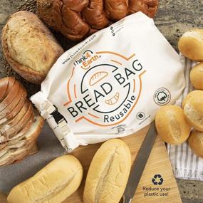 img 3 attached to 🍞 Think4earth - Органический льняной хлебный мешок: Многоразовые подарочные сумки для домашнего хлеба - Идеально подходят для больших хлебов на закваске - Стильное решение для хранения и транспортировки на столешнице.