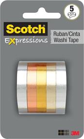 img 3 attached to 🎨 Scotch Expressions Washi Tape Multi Pack - 5 rolls/pk, Thin Foil Collection - C1017-5-P1: Vibrant and Versatile Craft Tape for Creative Projects