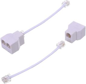 img 4 attached to Vcall Phone Line Splitter - Phone Jack Splitter, RJ11 Splitter, Cord Splitter - 2 Way Female Socket Telephone Extension Cable (2 Pcs,White)
