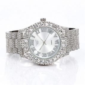 img 1 attached to 💎 Stunning Womens ICY 44mm Solitaire Bezel Watch: 14k Gold, Silver, or Two Tone with Ravish Crystals - Simulated Diamond, Custom Roman Dial, Adjustable Band!