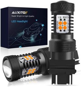 img 4 attached to 🚦 AUXITO Amber Yellow LED Bulbs with Projector for Car Turn Signal Lights - 3056 3057 3156 3157 4157 3030 Chipsets - Pack of 2