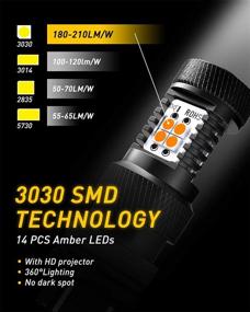 img 3 attached to 🚦 AUXITO Amber Yellow LED Bulbs with Projector for Car Turn Signal Lights - 3056 3057 3156 3157 4157 3030 Chipsets - Pack of 2