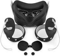 black oculus quest 2 accessories bundle: vr cover with front face protector, 🎮 protective lens cover, touch controller grips, silicone face cover sweat guard & anti-leakage pad logo
