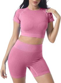img 4 attached to Yodygaga Workout Outfits Seamless Athletic Sports & Fitness