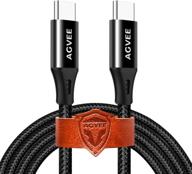 🔌 agvee long usb-c to usb-c cable [3 pack 10ft] - fast braided type-c charger for samsung s21 s20, pixel 2 3 4 xl, ipad pro 2018 2020 - pd 60w charging cord - case friendly - black logo